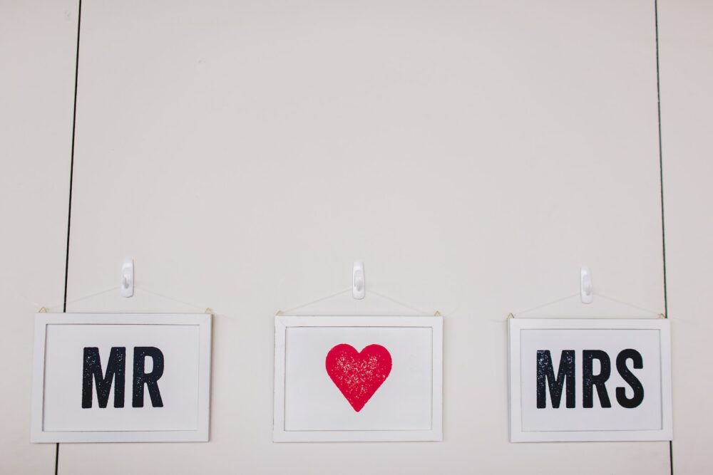 two Mr and Mrs wall decors